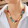 image:imageBaubleBar SemiPrecious Block Initial Necklace for Women  Colorful Personalized Necklaces Custom Pendant Necklace wNatural Gemstones Beaded Necklace Fashion JewelryJ