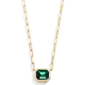 image:imageBaubleBar Blythe Birthstone Pendant Necklace for Women on a Delicate Paperclip Chain Fashion Jewelry Meaningful Gifts for Women Perfect for the HolidaysMay Emerald