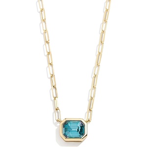 image:imageBaubleBar Blythe Birthstone Pendant Necklace for Women on a Delicate Paperclip Chain Fashion Jewelry Meaningful Gifts for Women Perfect for the HolidaysDecember Blue Zircon
