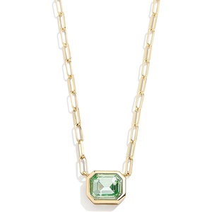 image:imageBaubleBar Blythe Birthstone Pendant Necklace for Women on a Delicate Paperclip Chain Fashion Jewelry Meaningful Gifts for Women Perfect for the HolidaysAugust Peridot