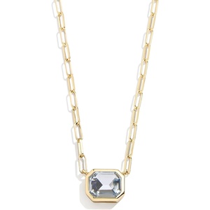 image:imageBaubleBar Blythe Birthstone Pendant Necklace for Women on a Delicate Paperclip Chain Fashion Jewelry Meaningful Gifts for Women Perfect for the HolidaysMarch Aquamarine