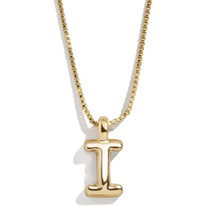 image:imageBaubleBar GoldPlated Initial Necklace  Bubble or Signature Letter Pendant 17Inch Chain Necklace with Lobster Clasp Fashion Jewelry Perfect Personalized Gift for WomenI