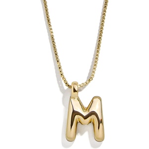 image:imageBaubleBar GoldPlated Initial Necklace  Bubble or Signature Letter Pendant 17Inch Chain Necklace with Lobster Clasp Fashion Jewelry Perfect Personalized Gift for WomenM