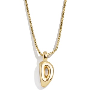 image:imageBaubleBar GoldPlated Initial Necklace  Bubble or Signature Letter Pendant 17Inch Chain Necklace with Lobster Clasp Fashion Jewelry Perfect Personalized Gift for WomenD