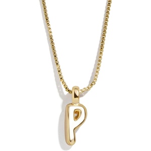 image:imageBaubleBar GoldPlated Initial Necklace  Bubble or Signature Letter Pendant 17Inch Chain Necklace with Lobster Clasp Fashion Jewelry Perfect Personalized Gift for WomenP