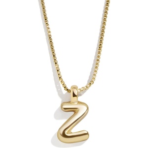 image:imageBaubleBar GoldPlated Initial Necklace  Bubble or Signature Letter Pendant 17Inch Chain Necklace with Lobster Clasp Fashion Jewelry Perfect Personalized Gift for WomenZ