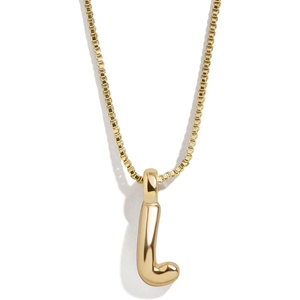 image:imageBaubleBar GoldPlated Initial Necklace  Bubble or Signature Letter Pendant 17Inch Chain Necklace with Lobster Clasp Fashion Jewelry Perfect Personalized Gift for WomenL