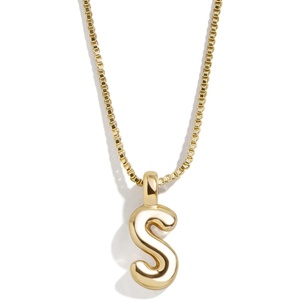 image:imageBaubleBar GoldPlated Initial Necklace  Bubble or Signature Letter Pendant 17Inch Chain Necklace with Lobster Clasp Fashion Jewelry Perfect Personalized Gift for WomenS