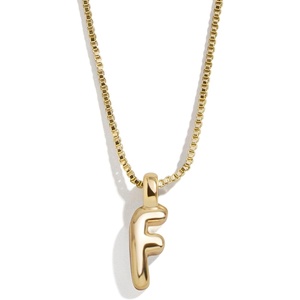 image:imageBaubleBar GoldPlated Initial Necklace  Bubble or Signature Letter Pendant 17Inch Chain Necklace with Lobster Clasp Fashion Jewelry Perfect Personalized Gift for WomenF