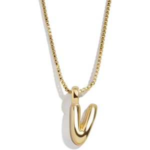image:imageBaubleBar GoldPlated Initial Necklace  Bubble or Signature Letter Pendant 17Inch Chain Necklace with Lobster Clasp Fashion Jewelry Perfect Personalized Gift for WomenV