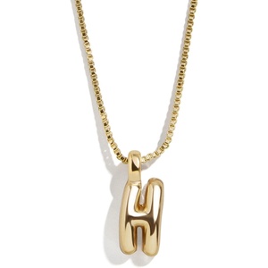 image:imageBaubleBar GoldPlated Initial Necklace  Bubble or Signature Letter Pendant 17Inch Chain Necklace with Lobster Clasp Fashion Jewelry Perfect Personalized Gift for WomenH