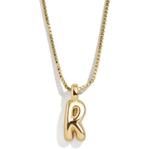 image:imageBaubleBar GoldPlated Initial Necklace  Bubble or Signature Letter Pendant 17Inch Chain Necklace with Lobster Clasp Fashion Jewelry Perfect Personalized Gift for WomenR