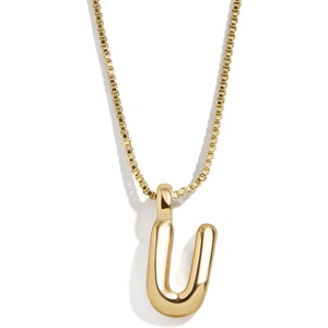 image:imageBaubleBar GoldPlated Initial Necklace  Bubble or Signature Letter Pendant 17Inch Chain Necklace with Lobster Clasp Fashion Jewelry Perfect Personalized Gift for WomenU