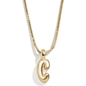 image:imageBaubleBar GoldPlated Initial Necklace  Bubble or Signature Letter Pendant 17Inch Chain Necklace with Lobster Clasp Fashion Jewelry Perfect Personalized Gift for WomenC