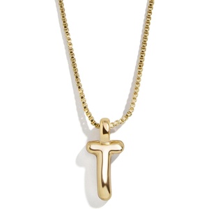 image:imageBaubleBar GoldPlated Initial Necklace  Bubble or Signature Letter Pendant 17Inch Chain Necklace with Lobster Clasp Fashion Jewelry Perfect Personalized Gift for WomenT