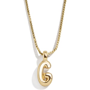 image:imageBaubleBar GoldPlated Initial Necklace  Bubble or Signature Letter Pendant 17Inch Chain Necklace with Lobster Clasp Fashion Jewelry Perfect Personalized Gift for WomenG