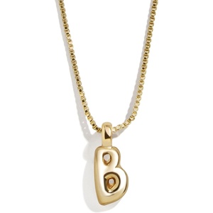 image:imageBaubleBar GoldPlated Initial Necklace  Bubble or Signature Letter Pendant 17Inch Chain Necklace with Lobster Clasp Fashion Jewelry Perfect Personalized Gift for WomenB