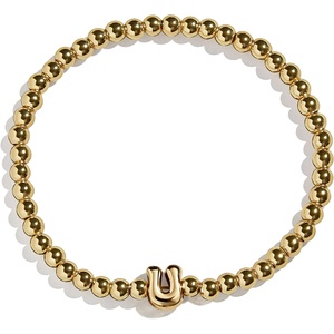 image:imageBaubleBar Initial Pisa Stretch Bracelet  Personalized GoldPlated Bracelet for Women Beaded Initial Bracelet Stacking Bracelet Custom Ball Bracelet Trendy JewelryLetter U Solid