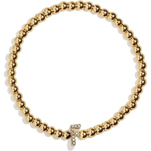 image:imageBaubleBar Initial Pisa Stretch Bracelet  Personalized GoldPlated Bracelet for Women Beaded Initial Bracelet Stacking Bracelet Custom Ball Bracelet Trendy JewelryLetter F Pave
