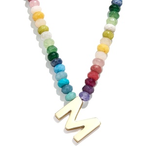 image:imageBaubleBar SemiPrecious Block Initial Necklace for Women  Colorful Personalized Necklaces Custom Pendant Necklace wNatural Gemstones Beaded Necklace Fashion JewelryM