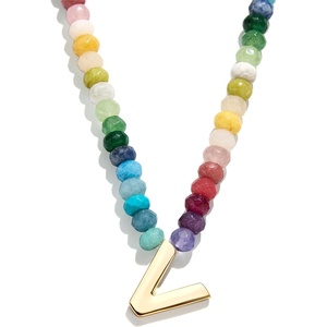 image:imageBaubleBar SemiPrecious Block Initial Necklace for Women  Colorful Personalized Necklaces Custom Pendant Necklace wNatural Gemstones Beaded Necklace Fashion JewelryV