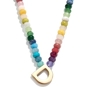 image:imageBaubleBar SemiPrecious Block Initial Necklace for Women  Colorful Personalized Necklaces Custom Pendant Necklace wNatural Gemstones Beaded Necklace Fashion JewelryD