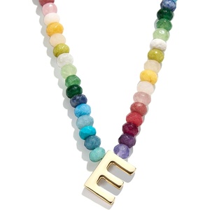 image:imageBaubleBar SemiPrecious Block Initial Necklace for Women  Colorful Personalized Necklaces Custom Pendant Necklace wNatural Gemstones Beaded Necklace Fashion JewelryE