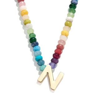 image:imageBaubleBar SemiPrecious Block Initial Necklace for Women  Colorful Personalized Necklaces Custom Pendant Necklace wNatural Gemstones Beaded Necklace Fashion JewelryN