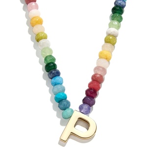 image:imageBaubleBar SemiPrecious Block Initial Necklace for Women  Colorful Personalized Necklaces Custom Pendant Necklace wNatural Gemstones Beaded Necklace Fashion JewelryP