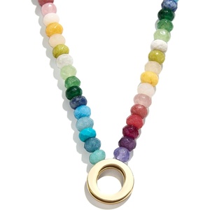 image:imageBaubleBar SemiPrecious Block Initial Necklace for Women  Colorful Personalized Necklaces Custom Pendant Necklace wNatural Gemstones Beaded Necklace Fashion JewelryO