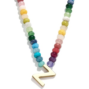 image:imageBaubleBar SemiPrecious Block Initial Necklace for Women  Colorful Personalized Necklaces Custom Pendant Necklace wNatural Gemstones Beaded Necklace Fashion JewelryZ