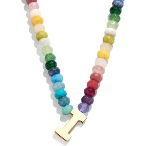 image:imageBaubleBar SemiPrecious Block Initial Necklace for Women  Colorful Personalized Necklaces Custom Pendant Necklace wNatural Gemstones Beaded Necklace Fashion JewelryI
