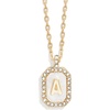 image:imageBaubleBar Initial Necklace  Dainty GoldPlated Personalized Letter Pendant Necklace Small Dog Tag Style DesignMother of Pearl