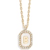 image:imageBaubleBar Initial Necklace  Dainty GoldPlated Personalized Letter Pendant Necklace Small Dog Tag Style DesignMother of Pearl