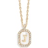 image:imageBaubleBar Initial Necklace  Dainty GoldPlated Personalized Letter Pendant Necklace Small Dog Tag Style DesignMother of Pearl