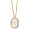 image:imageBaubleBar Initial Necklace  Dainty GoldPlated Personalized Letter Pendant Necklace Small Dog Tag Style DesignMother of Pearl