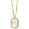 image:imageBaubleBar Initial Necklace  Dainty GoldPlated Personalized Letter Pendant Necklace Small Dog Tag Style DesignMother of Pearl