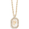 image:imageBaubleBar Initial Necklace  Dainty GoldPlated Personalized Letter Pendant Necklace Small Dog Tag Style DesignMother of Pearl
