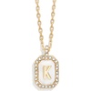 image:imageBaubleBar Initial Necklace  Dainty GoldPlated Personalized Letter Pendant Necklace Small Dog Tag Style DesignMother of Pearl