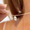 image:imageBaubleBar Initial Necklace  Dainty GoldPlated Personalized Letter Pendant Necklace Small Dog Tag Style DesignMother of Pearl