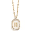 image:imageBaubleBar Initial Necklace  Dainty GoldPlated Personalized Letter Pendant Necklace Small Dog Tag Style DesignMother of Pearl