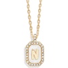 image:imageBaubleBar Initial Necklace  Dainty GoldPlated Personalized Letter Pendant Necklace Small Dog Tag Style DesignMother of Pearl