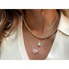 image:imageBaubleBar Initial Necklace  Dainty GoldPlated Personalized Letter Pendant Necklace Small Dog Tag Style DesignMother of Pearl