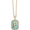 image:imageBaubleBar Initial Necklace  Dainty GoldPlated Personalized Letter Pendant Necklace Small Dog Tag Style DesignTurquoise Stone