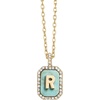 image:imageBaubleBar Initial Necklace  Dainty GoldPlated Personalized Letter Pendant Necklace Small Dog Tag Style DesignTurquoise Stone