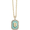 image:imageBaubleBar Initial Necklace  Dainty GoldPlated Personalized Letter Pendant Necklace Small Dog Tag Style DesignTurquoise Stone