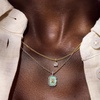 image:imageBaubleBar Initial Necklace  Dainty GoldPlated Personalized Letter Pendant Necklace Small Dog Tag Style DesignTurquoise Stone