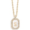 image:imageBaubleBar Initial Necklace  Dainty GoldPlated Personalized Letter Pendant Necklace Small Dog Tag Style DesignMother of Pearl