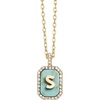image:imageBaubleBar Initial Necklace  Dainty GoldPlated Personalized Letter Pendant Necklace Small Dog Tag Style DesignTurquoise Stone