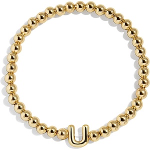 image:imageBaubleBar Initial Pisa Custom Bracelet Trendy GoldPlated Beads Fashion Jewelry Popular Initial Letter Bracelet Stretchy Fit for Kids and AdultsLetter U